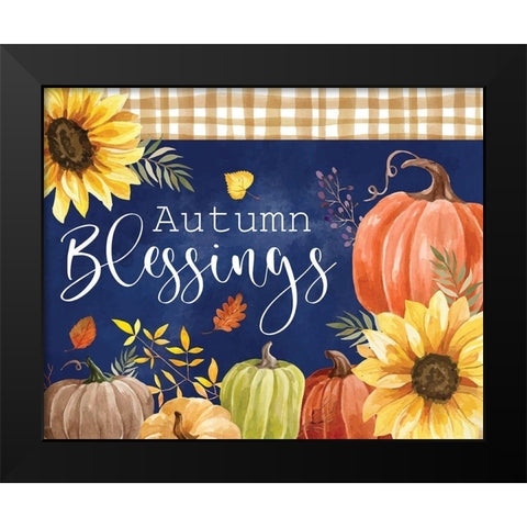 Autumn Blessings Black Modern Wood Framed Art Print by ND Art