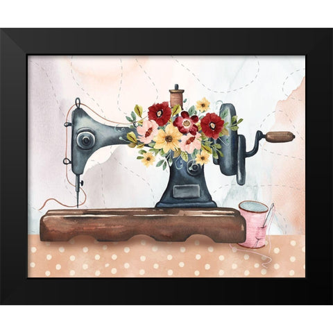 Antique Sewing Machine Black Modern Wood Framed Art Print by ND Art