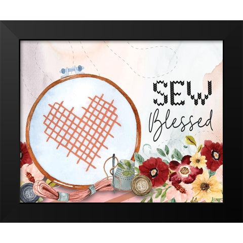 Sew Blessed Black Modern Wood Framed Art Print by ND Art
