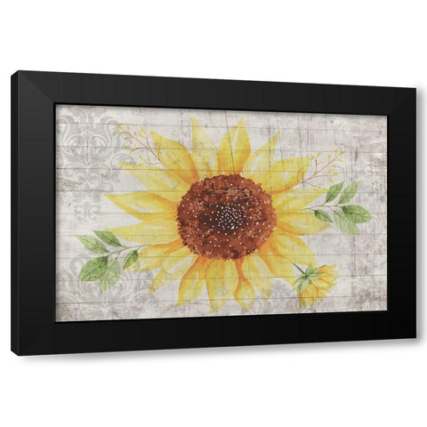 Sunflower Black Modern Wood Framed Art Print with Double Matting by ND Art