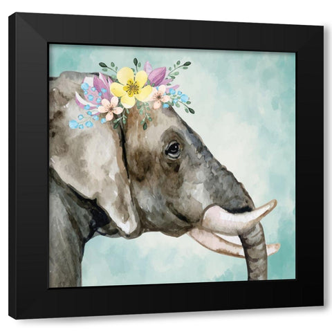 Elephant Black Modern Wood Framed Art Print by ND Art