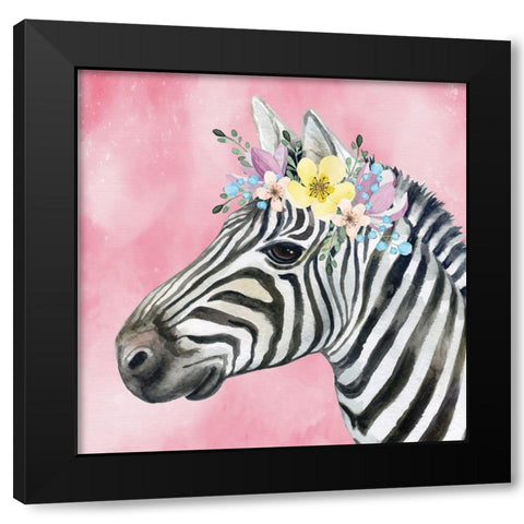 Zebra Black Modern Wood Framed Art Print by ND Art