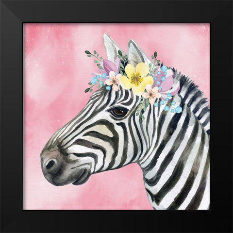 Zebra Black Modern Wood Framed Art Print by ND Art