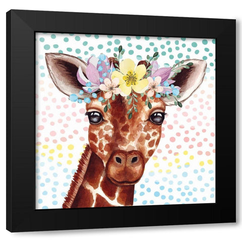 Giraffe Black Modern Wood Framed Art Print with Double Matting by ND Art