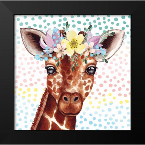 Giraffe Black Modern Wood Framed Art Print by ND Art