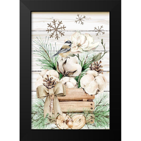 Winter Chickadee Black Modern Wood Framed Art Print by ND Art