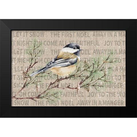 Winter Chickadee II Black Modern Wood Framed Art Print by ND Art