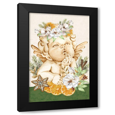 Wassail Angel Black Modern Wood Framed Art Print by ND Art