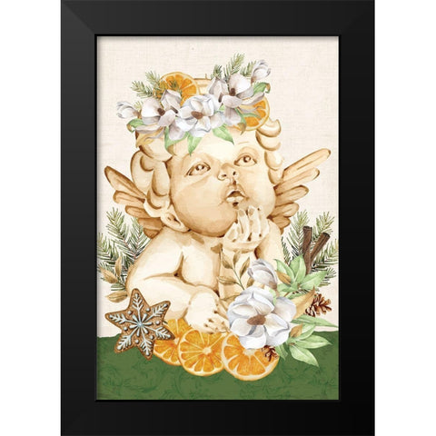 Wassail Angel Black Modern Wood Framed Art Print by ND Art