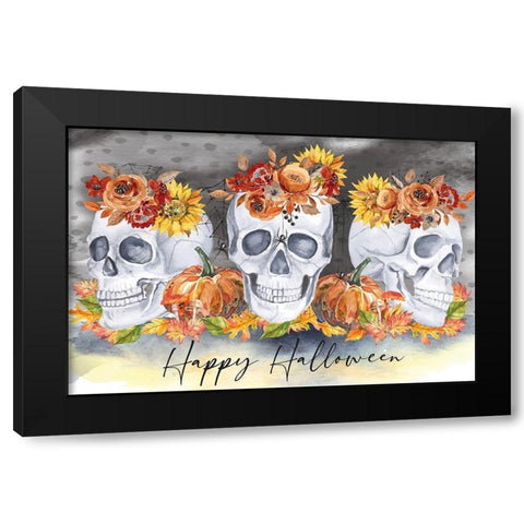 Happy Halloween Black Modern Wood Framed Art Print with Double Matting by ND Art