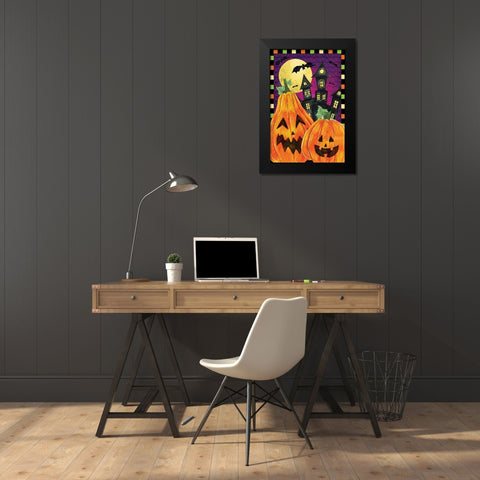 Jack O Lanterns Black Modern Wood Framed Art Print by ND Art