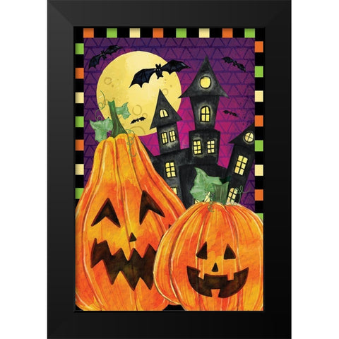 Jack O Lanterns Black Modern Wood Framed Art Print by ND Art