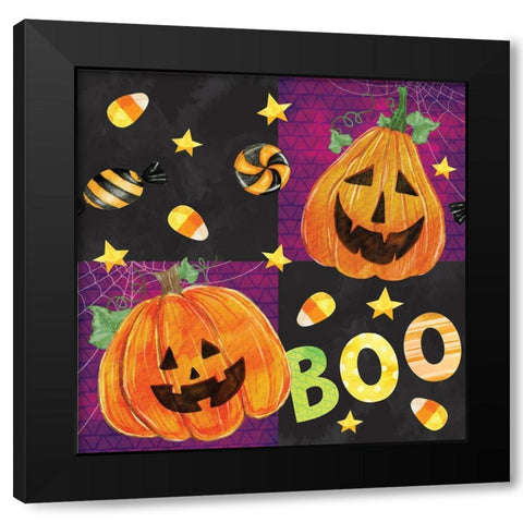 Halloween Pattern III Black Modern Wood Framed Art Print by ND Art