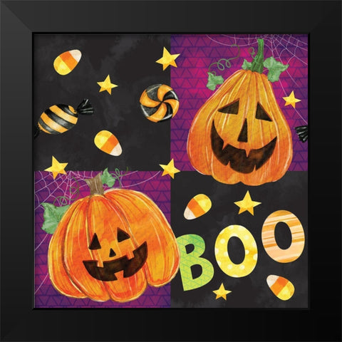 Halloween Pattern III Black Modern Wood Framed Art Print by ND Art