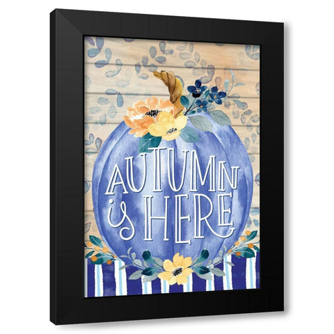 Autumn is Here Black Modern Wood Framed Art Print by ND Art