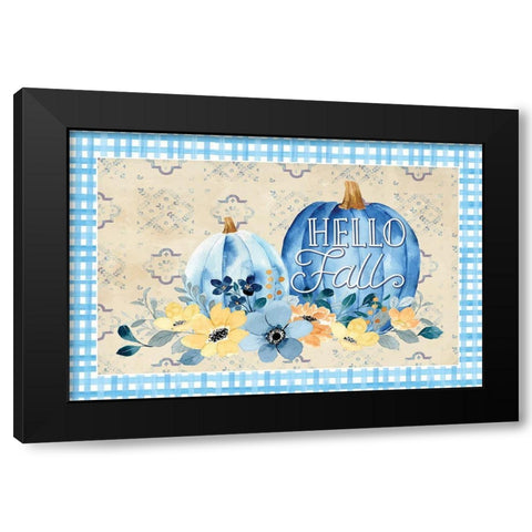 Hello Fall Black Modern Wood Framed Art Print by ND Art