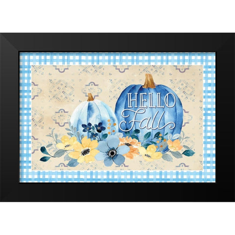 Hello Fall Black Modern Wood Framed Art Print by ND Art