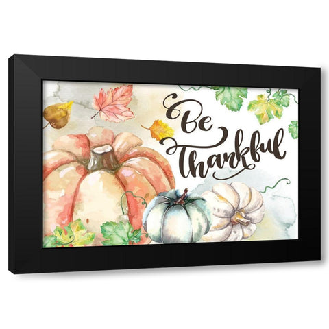 Be Thankful Black Modern Wood Framed Art Print by ND Art