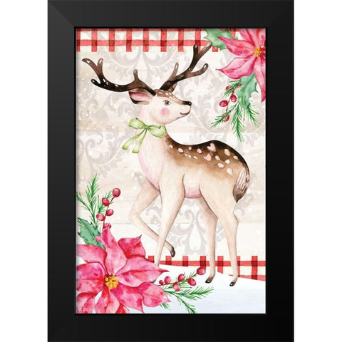 Rustic Reindeer Black Modern Wood Framed Art Print by ND Art