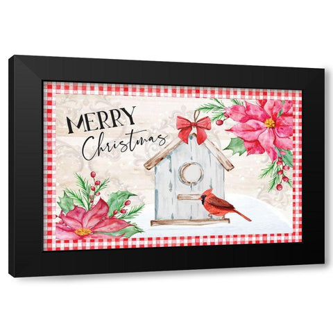 Merry Christmas Black Modern Wood Framed Art Print with Double Matting by ND Art