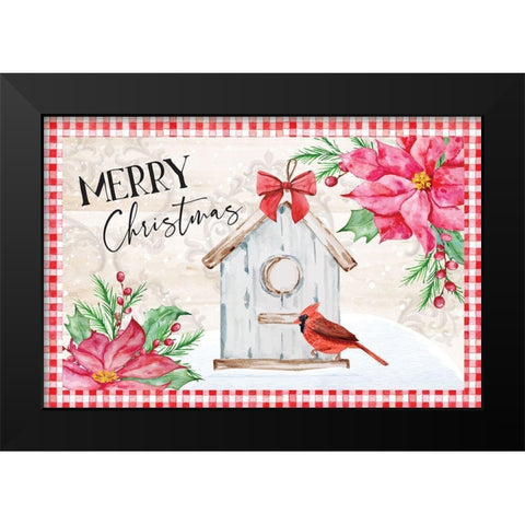 Merry Christmas Black Modern Wood Framed Art Print by ND Art