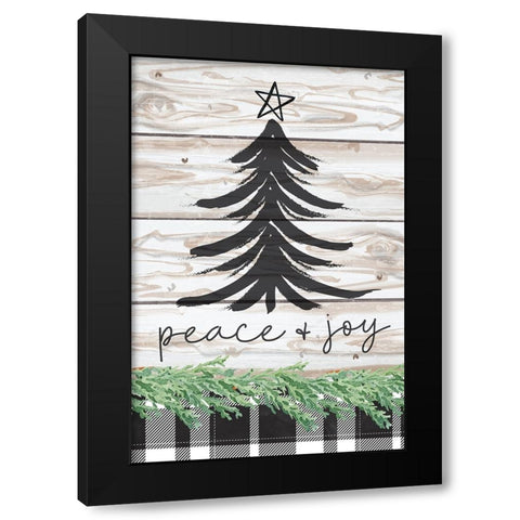 Peace and Joy Black Modern Wood Framed Art Print by ND Art