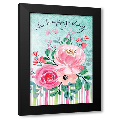 Oh Happy Day Black Modern Wood Framed Art Print by ND Art