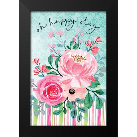 Oh Happy Day Black Modern Wood Framed Art Print by ND Art