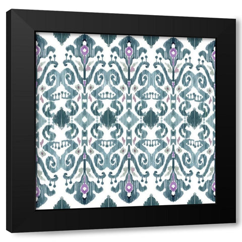 Purple Teal Pattern Black Modern Wood Framed Art Print with Double Matting by ND Art