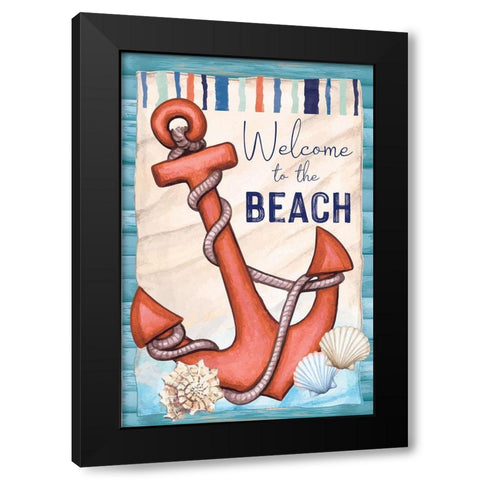 Welcome Black Modern Wood Framed Art Print by ND Art