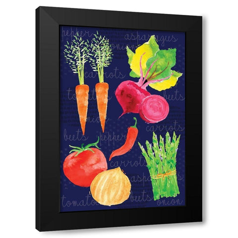 Kitchen Veggies I Black Modern Wood Framed Art Print with Double Matting by ND Art