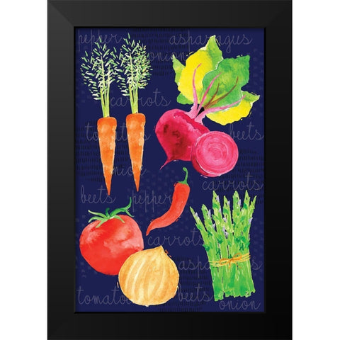 Kitchen Veggies I Black Modern Wood Framed Art Print by ND Art