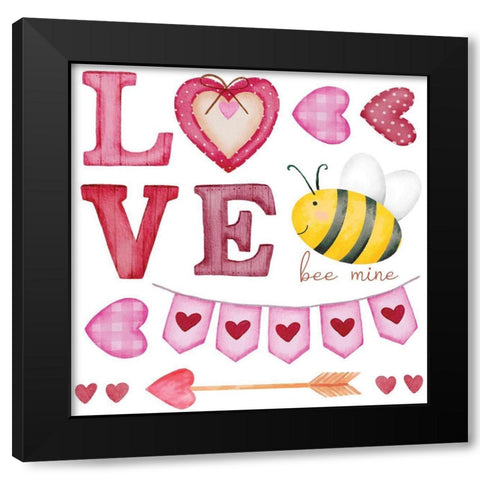 Love Black Modern Wood Framed Art Print by ND Art