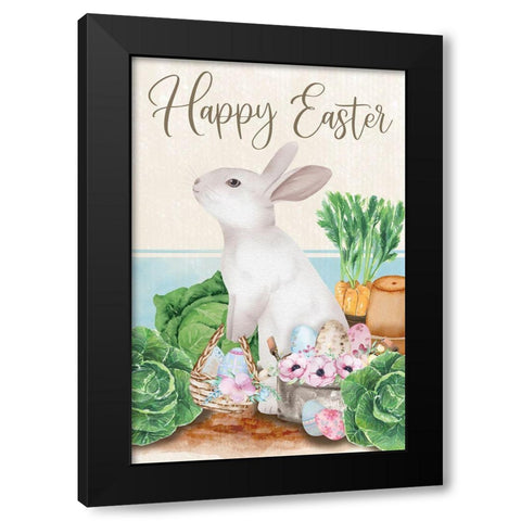 Happy Easter Black Modern Wood Framed Art Print by ND Art