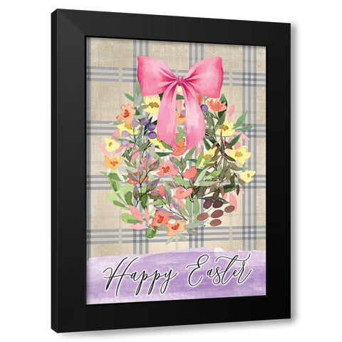 Happy Easter Black Modern Wood Framed Art Print with Double Matting by ND Art