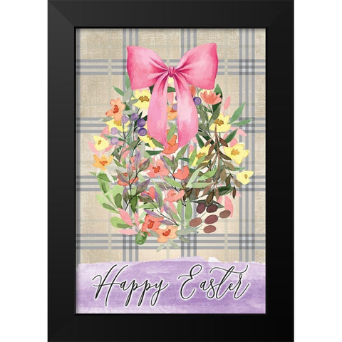 Happy Easter Black Modern Wood Framed Art Print by ND Art