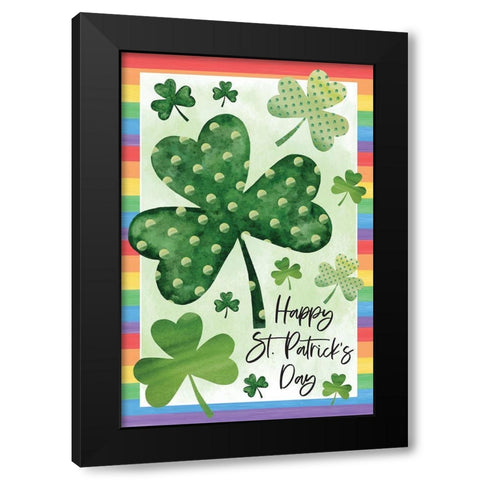 Happy St. Patricks Day Black Modern Wood Framed Art Print by ND Art