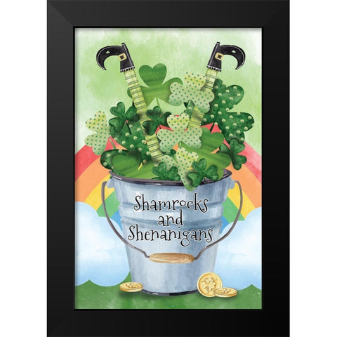 Shenanigans Black Modern Wood Framed Art Print by ND Art
