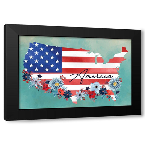 America Black Modern Wood Framed Art Print by ND Art