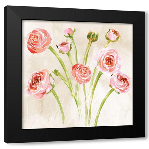Bashful Black Modern Wood Framed Art Print with Double Matting by ND Art