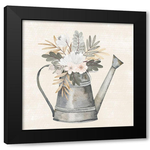 Garden Floral Black Modern Wood Framed Art Print by ND Art
