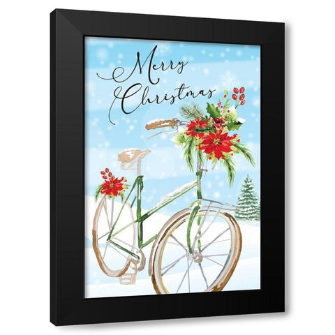 Merry Christmas Black Modern Wood Framed Art Print with Double Matting by ND Art