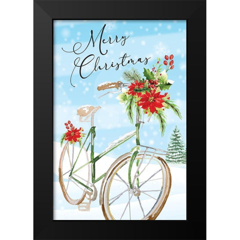 Merry Christmas Black Modern Wood Framed Art Print by ND Art
