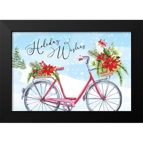 Holiday Wishes Black Modern Wood Framed Art Print by ND Art