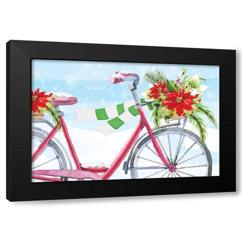 Christmas Bike Black Modern Wood Framed Art Print by ND Art