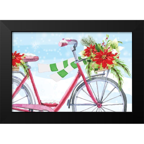 Christmas Bike Black Modern Wood Framed Art Print by ND Art