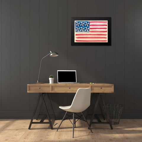 American Flag Black Modern Wood Framed Art Print by ND Art