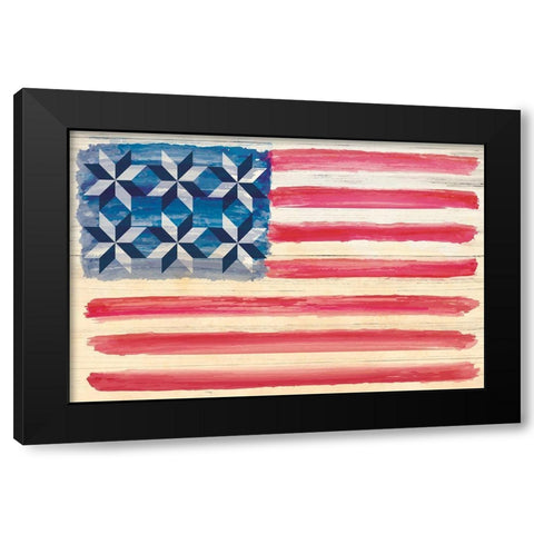 American Flag Black Modern Wood Framed Art Print with Double Matting by ND Art