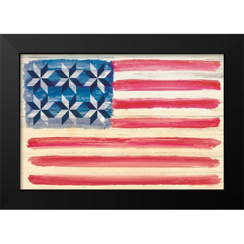 American Flag Black Modern Wood Framed Art Print by ND Art