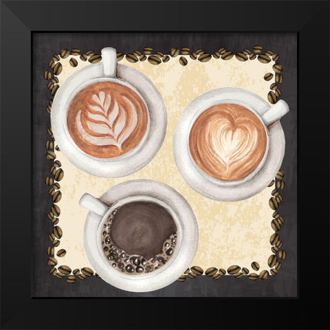 3 Cups Black Modern Wood Framed Art Print by ND Art